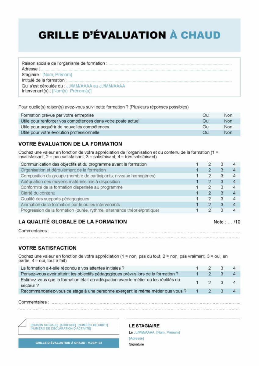 grille evaluation a chaud grille evaluation a chaud grille evaluation a chaud