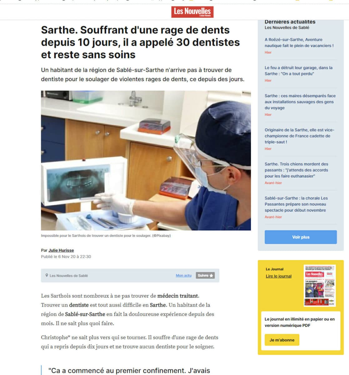 manque dentiste