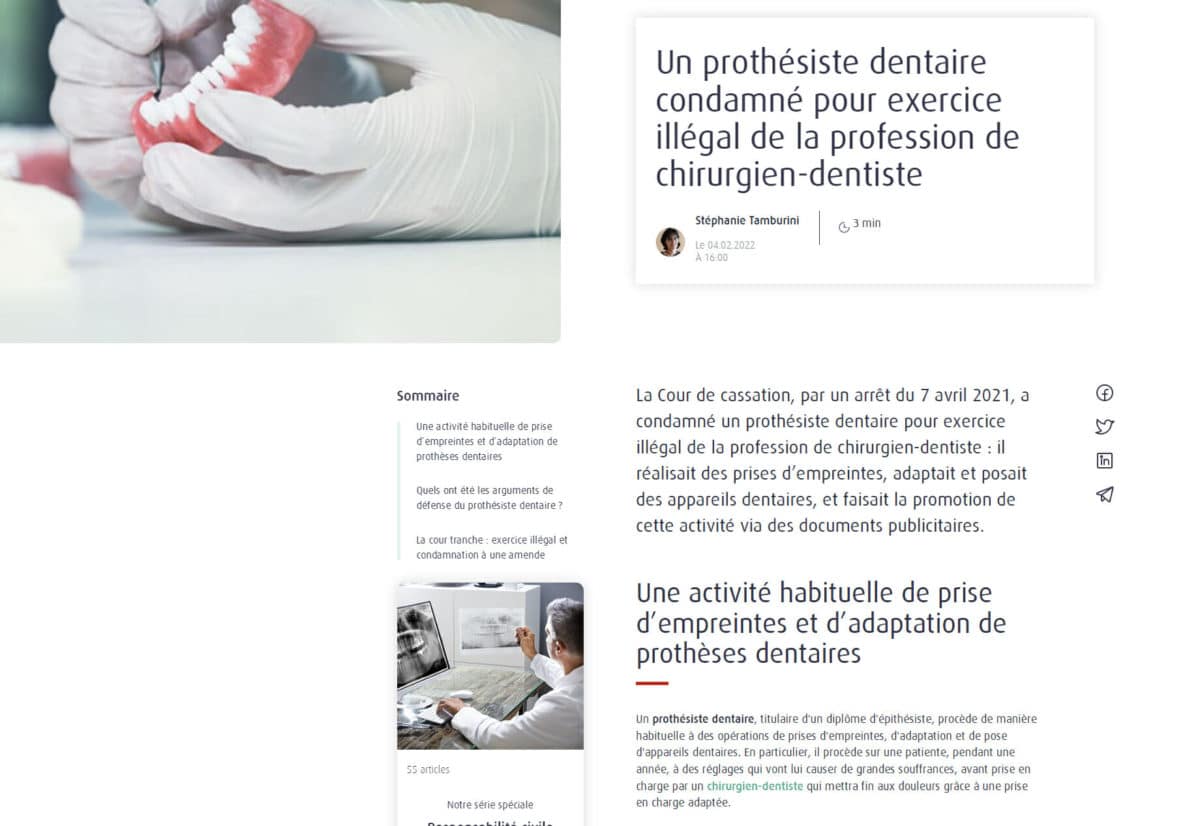pratique illegale dentaire