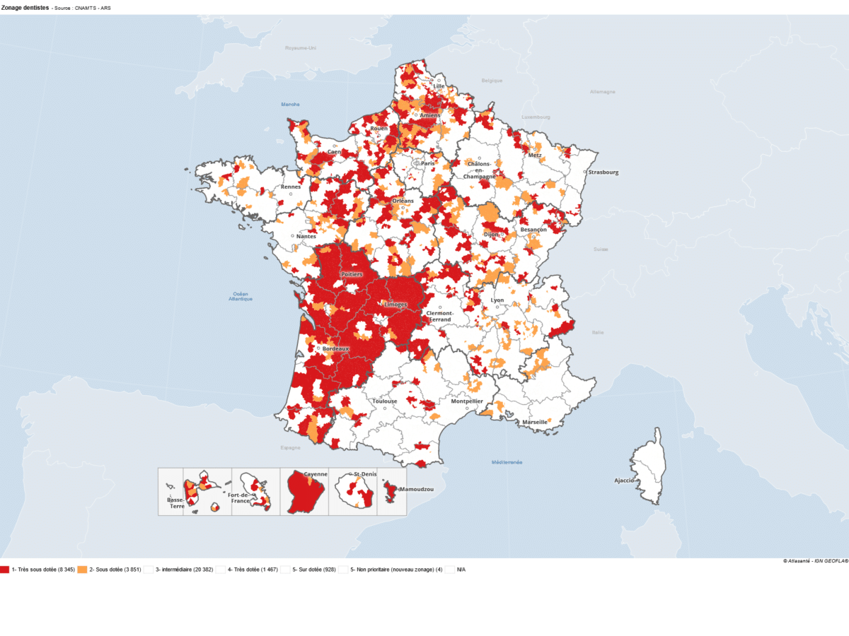 Denturistes les Secteurs déserts dentaires